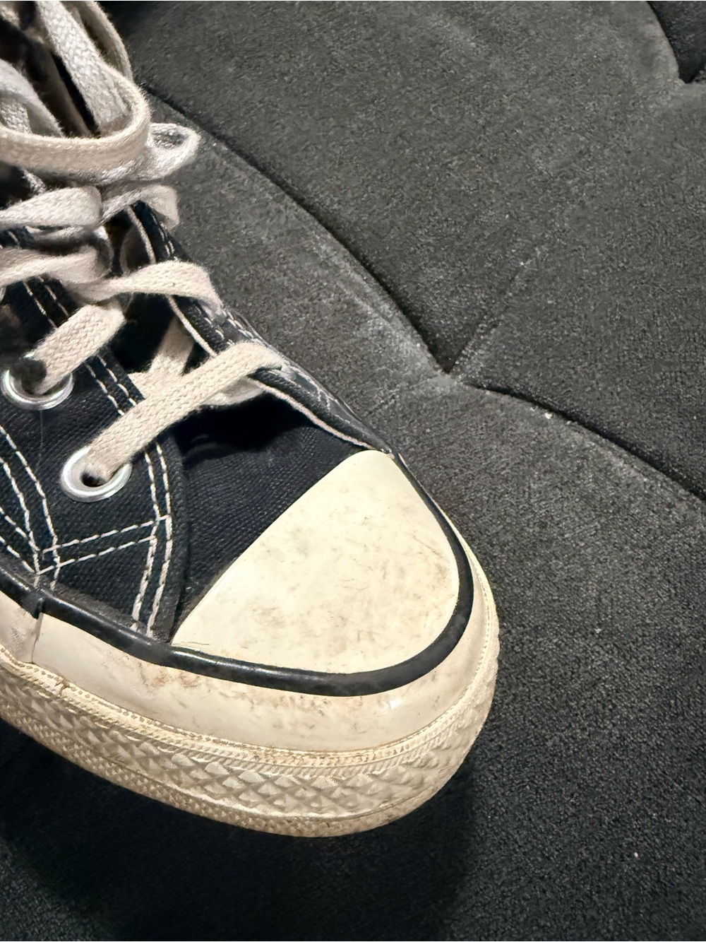 Converse Black High-Top Canvas Sneakers with White Trim size 8 men's 10 woman's - Picture 12 of 13